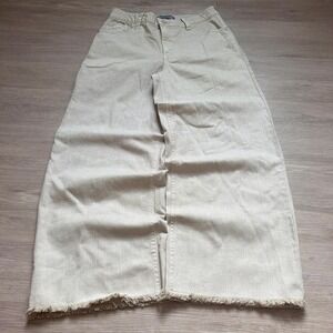 28W Cream Baggy Wide Leg Jeans Y2K 2000s Grunge Huge Leg Opening